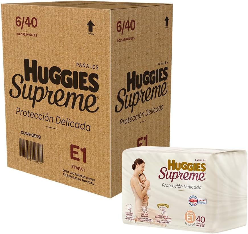 Huggies Supreme Pañal Desechable, etapa 1, 240 piezas
