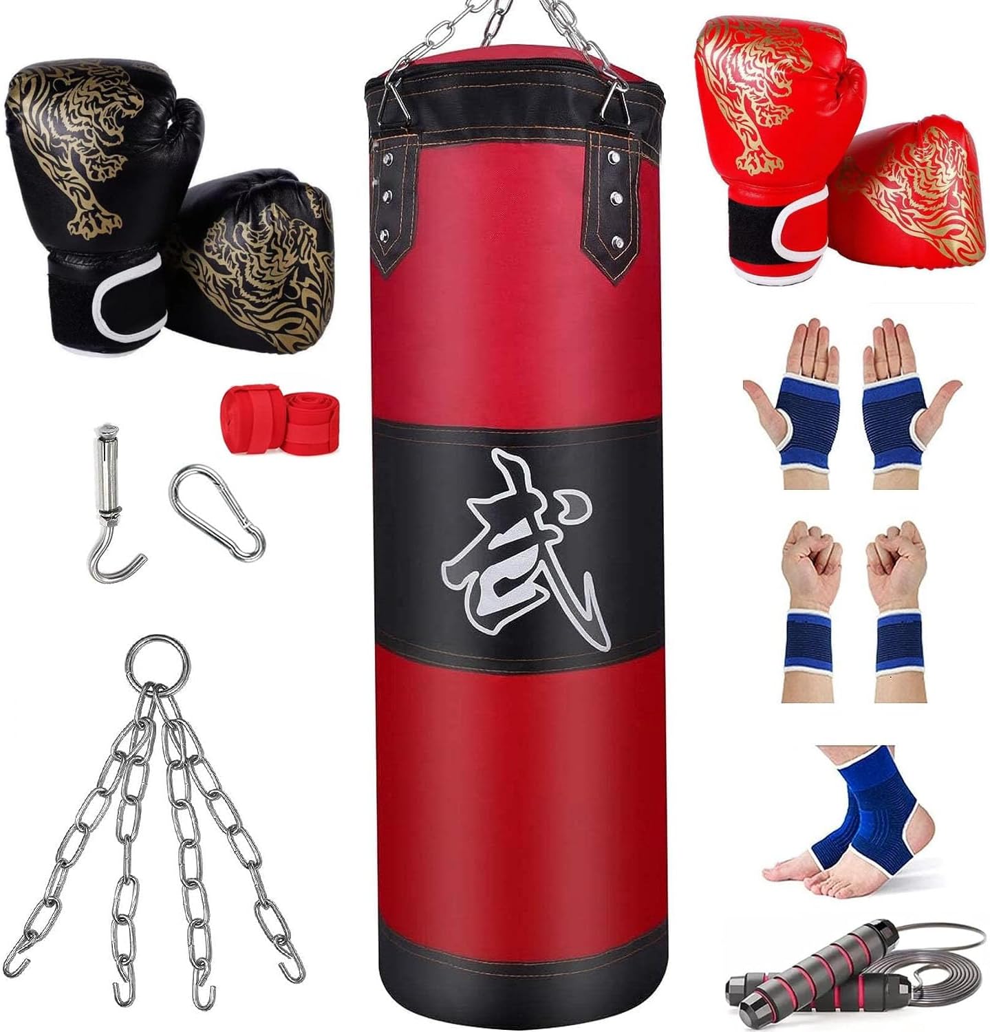 ZENSUKYE Saco de Boxeo Profesional, Bolsa de Boxeo de 10 Piezas