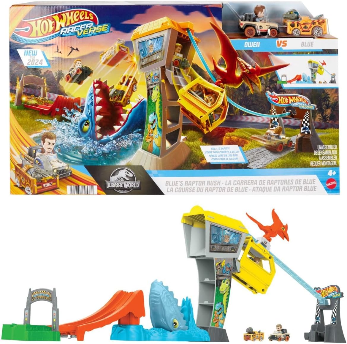Hot Wheels RacerVerse Pista de Juguete Jurassic World