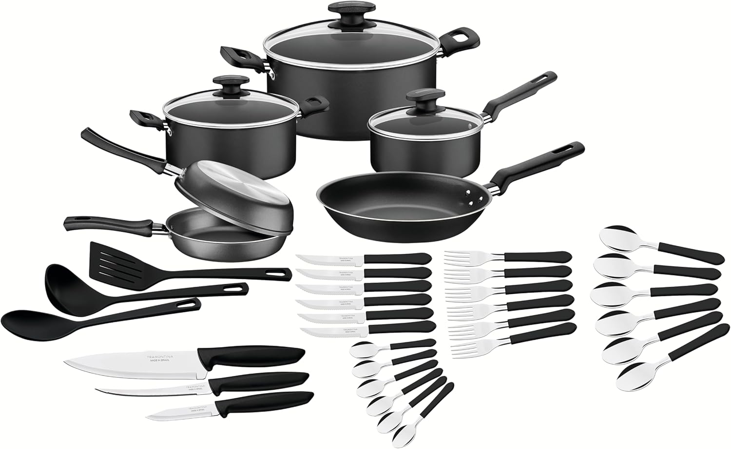 Batería de Cocina Bremen, Juego de Cocina, Antiadherente, Aluminio, 38 Piezas