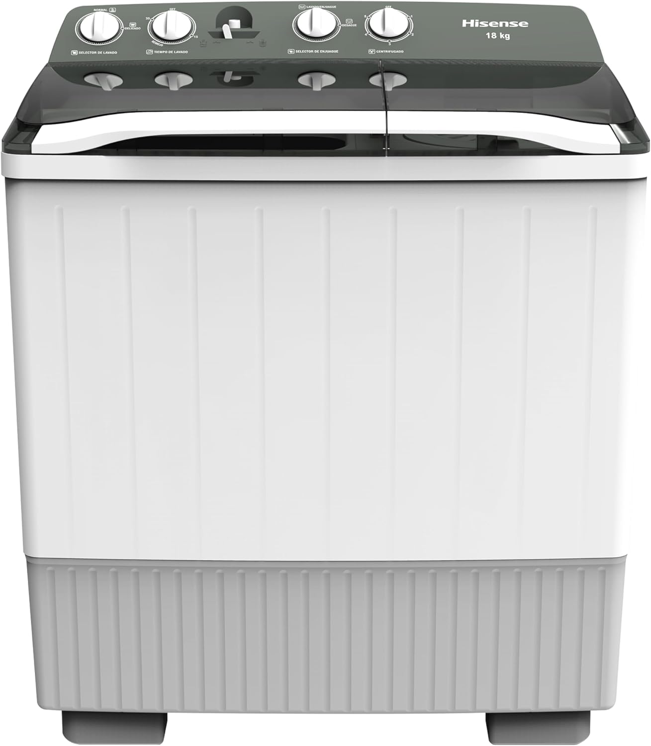 Hisense WSA1803P Lavadora Semiautomätica Doble Tina 18 Kg, Blanco/Gris