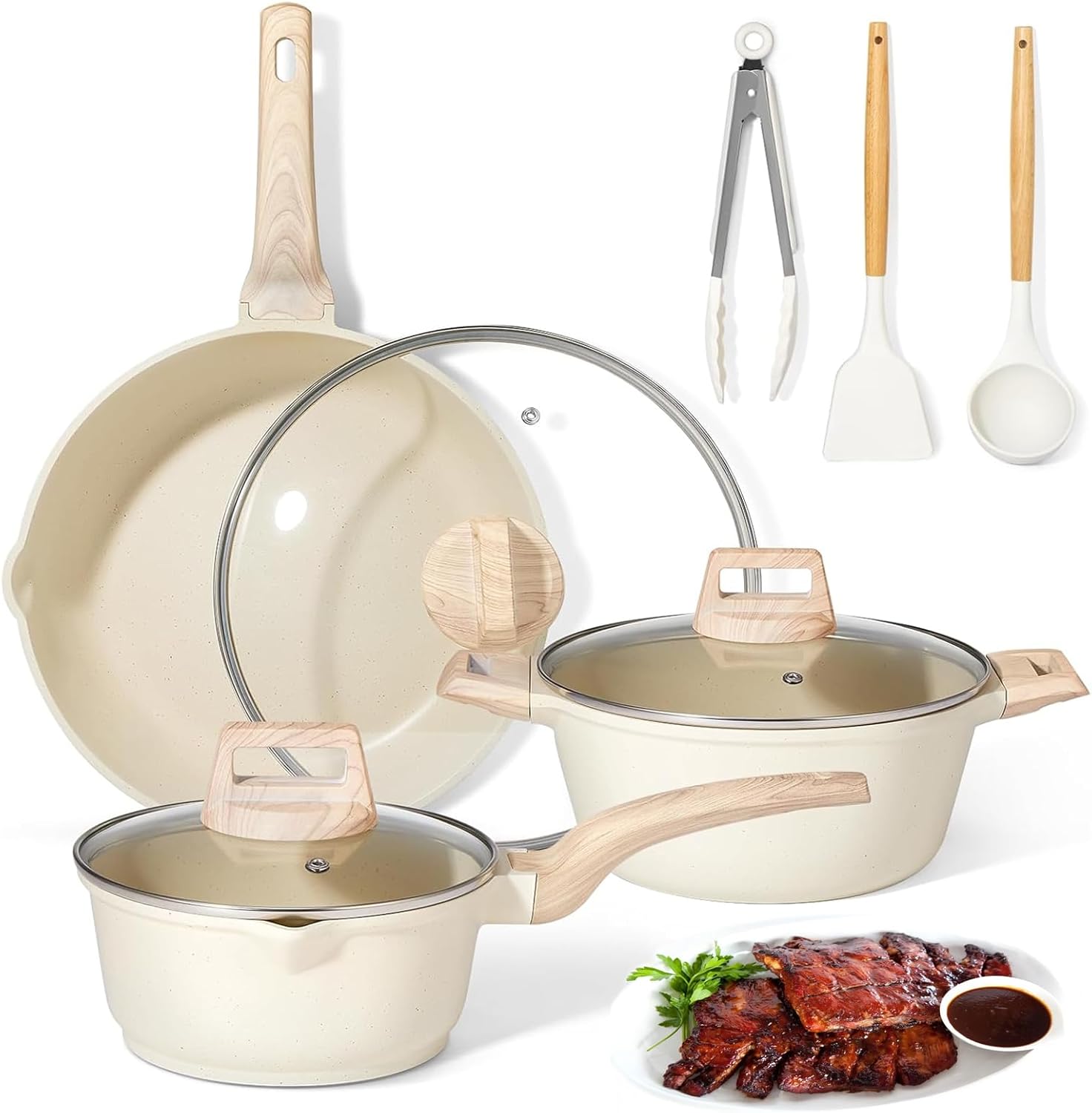 SEASKY Juego de 6 Ollas y Sartenes