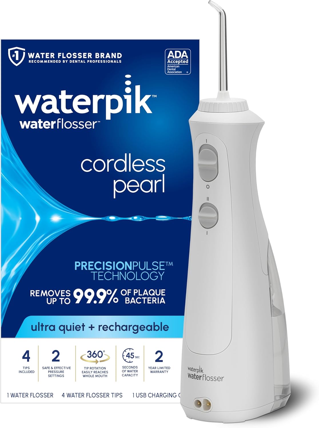 Waterpik Inalámbrico de agua portátil recargable con perlas para dientes