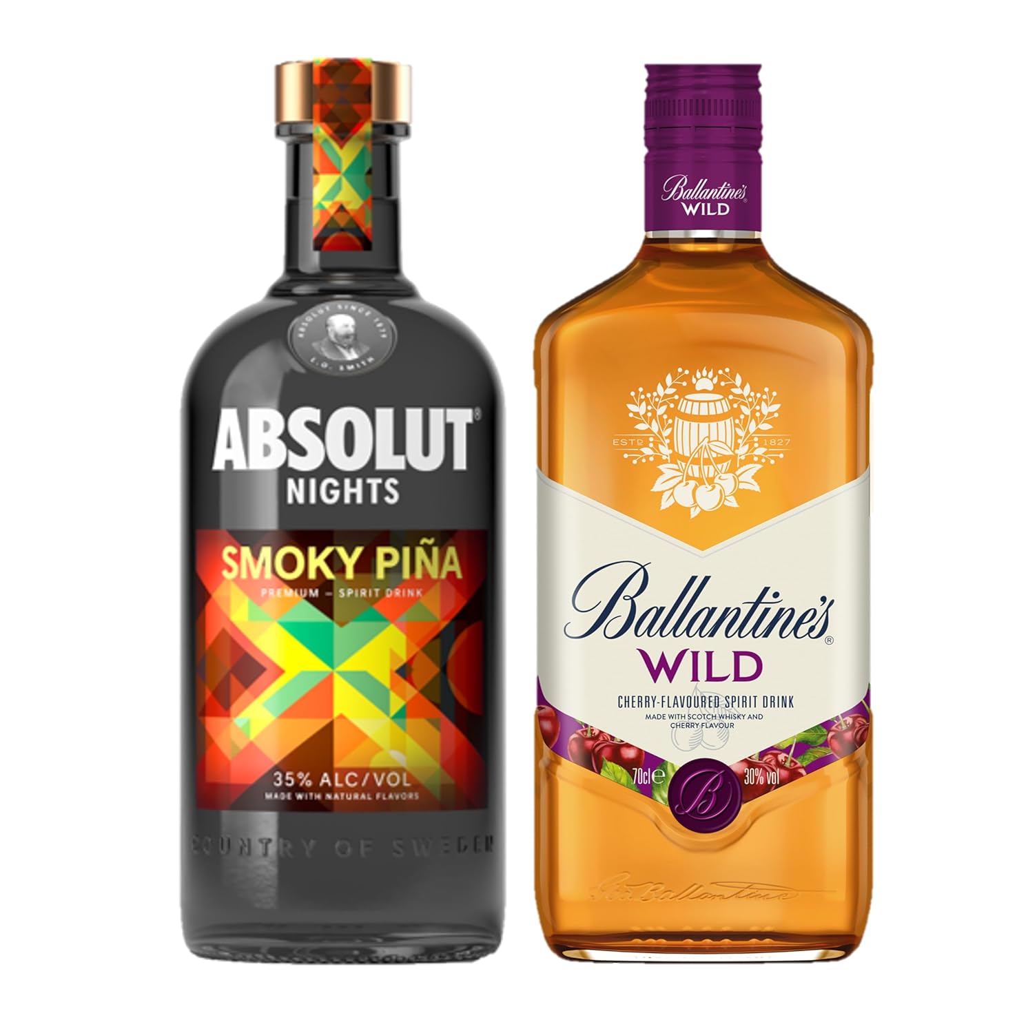 Kit Absolut Nights Smoky Piña + Ballantine’s Licor Wild Cherry
