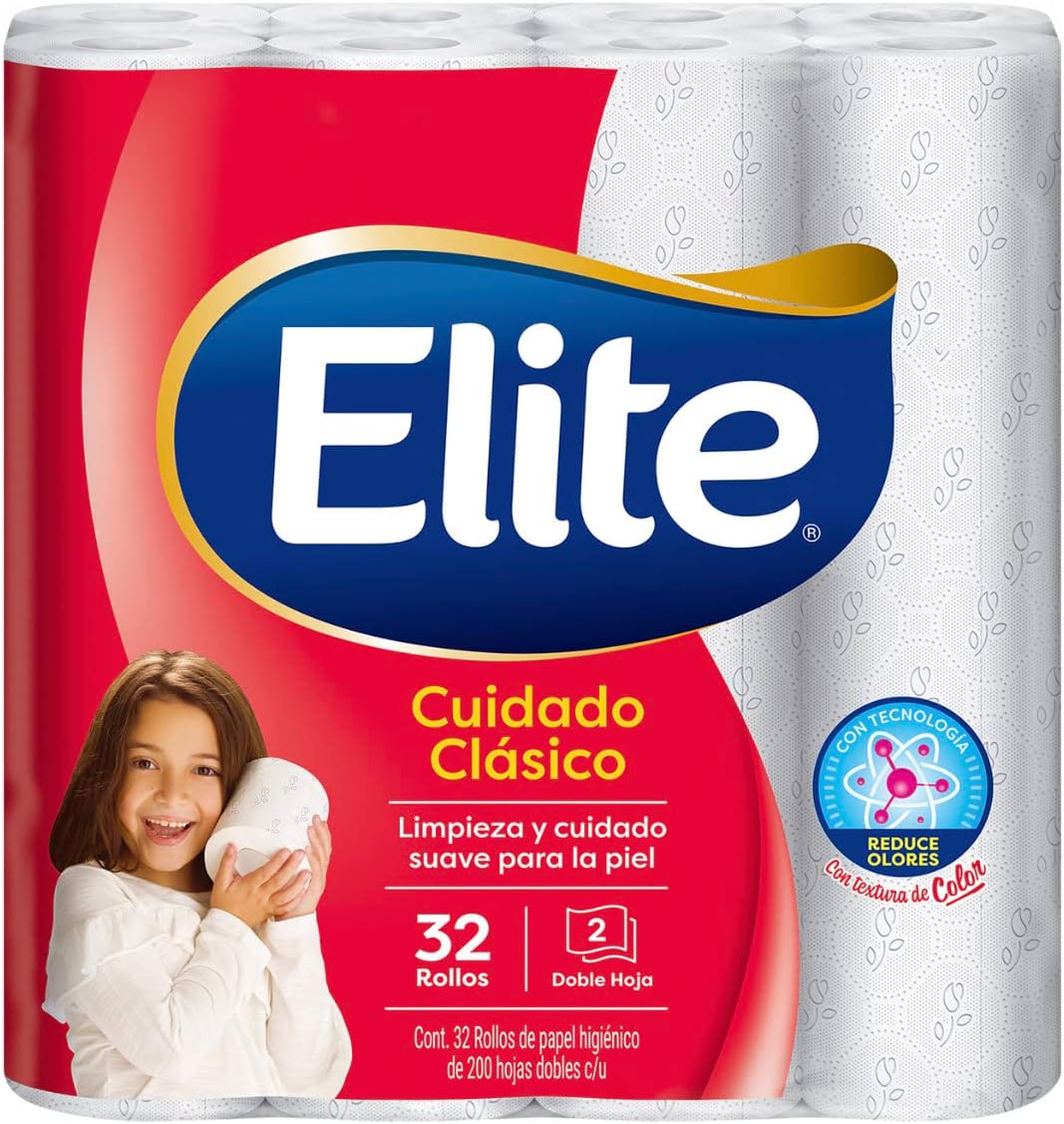 Elite Cuidado Clásico Papel Higiénico Doble Hoja 32 Rollos