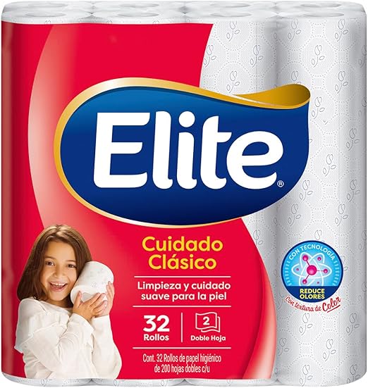 Elite Cuidado Clásico Papel Higiénico Doble Hoja 32 Rollos