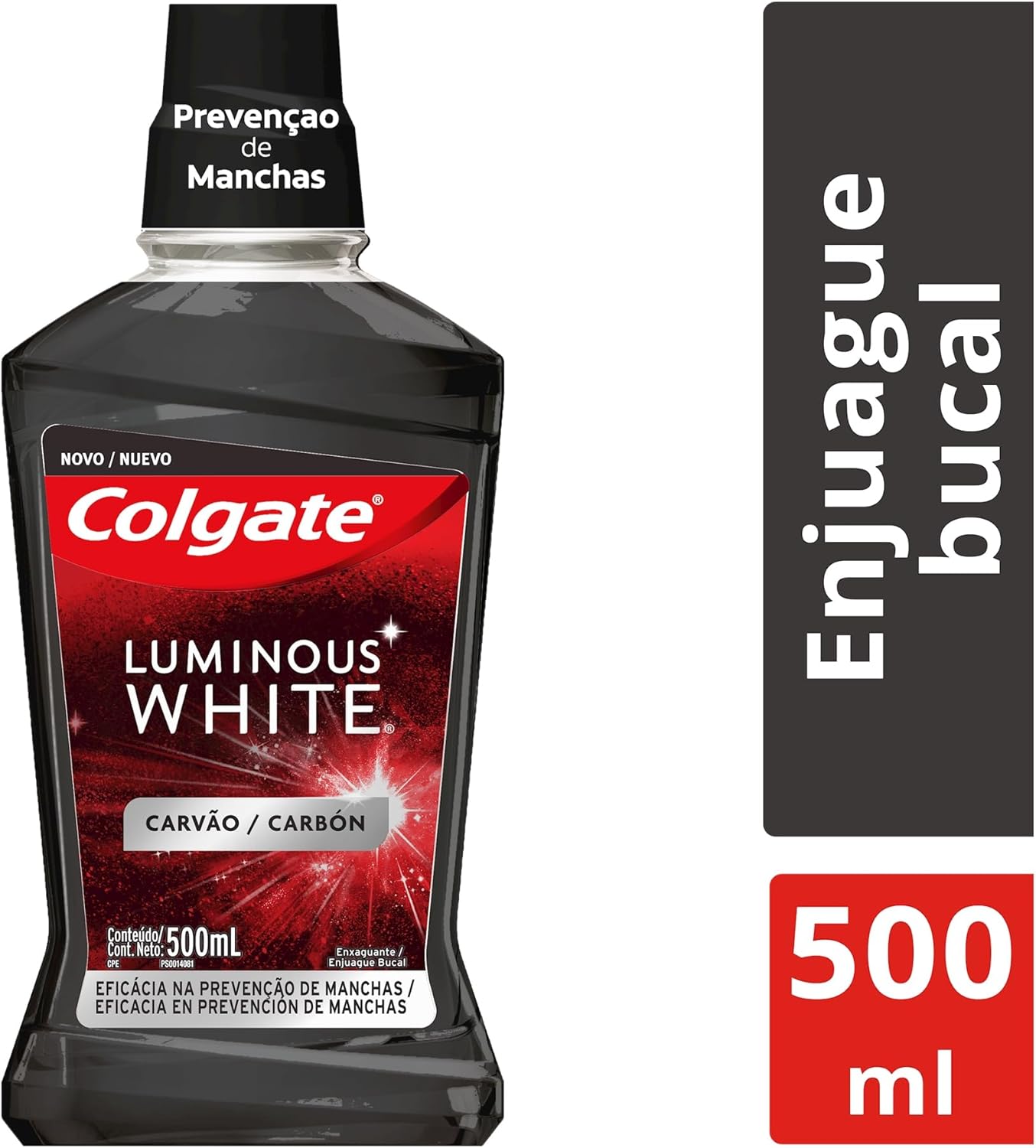 Colgate Enjuague Bucal Luminous White Carbón Activado 500 ml.