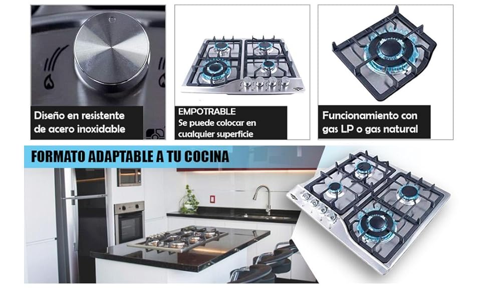Parrilla 4 Quemadores Acero Inoxidable Parrilla