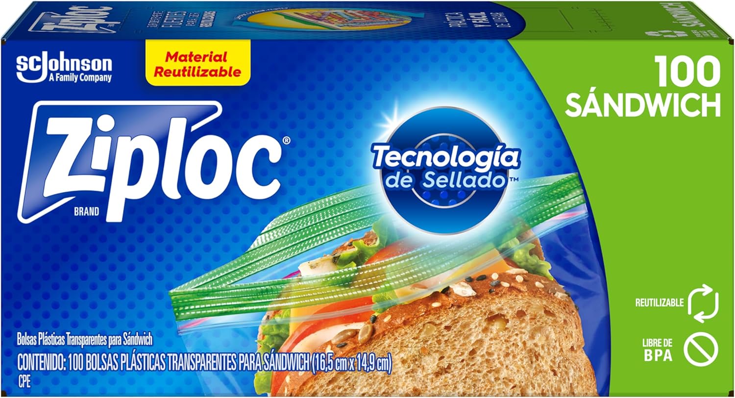 Ziploc Bolsa Reutilizable para Sandwich 100 bolsas