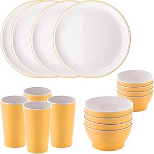 Vajilla De Plástico | Bi-color 16 Piezas