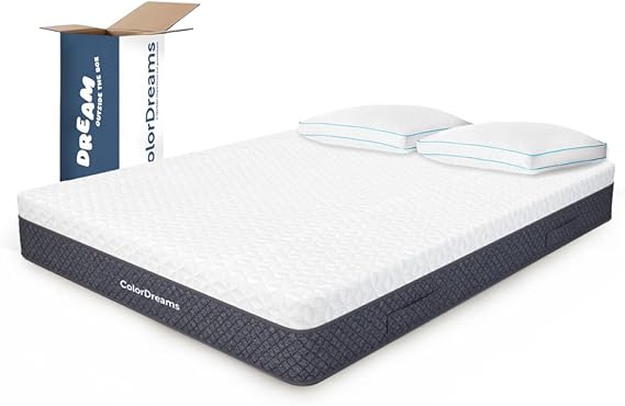 COLORDREAMS | Set de 3 Pzas Colchón En Caja Queen Size Premium + Almohadas