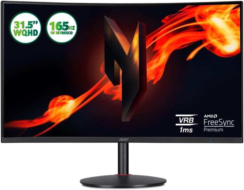 Acer Monitor Gaming Nitro XZ3 31.5″ Curvo WQHD | Panel VA | 165 Hz