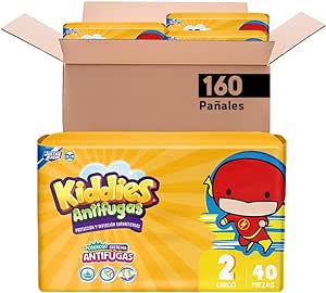 Kiddies Antifugas Pañales, T2 Chico, 160 pañales