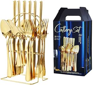 Juego de cubiertos de acero inoxidable de 24 piezas