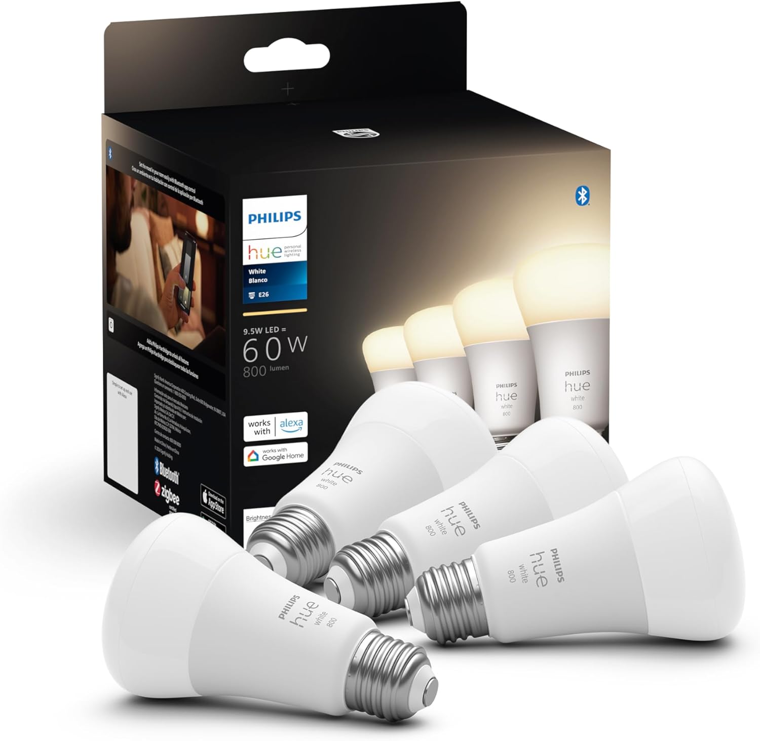 Philips Hue Focos Inteligentes- 4Pack Blanco a cálido