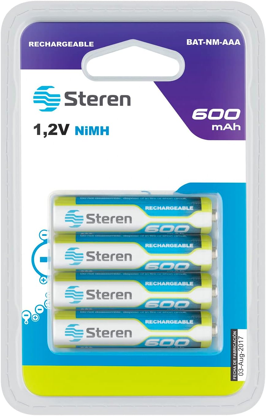 STEREN Bat-NM-AAA Paquete de 4 Pilas Recargables AAA