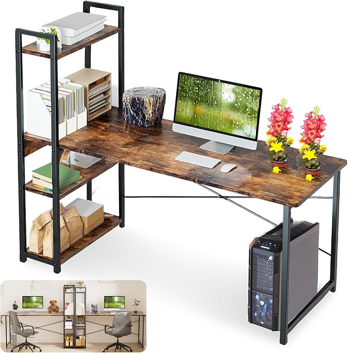 Escritorio Minimalista con Repisa de 3 Estantes