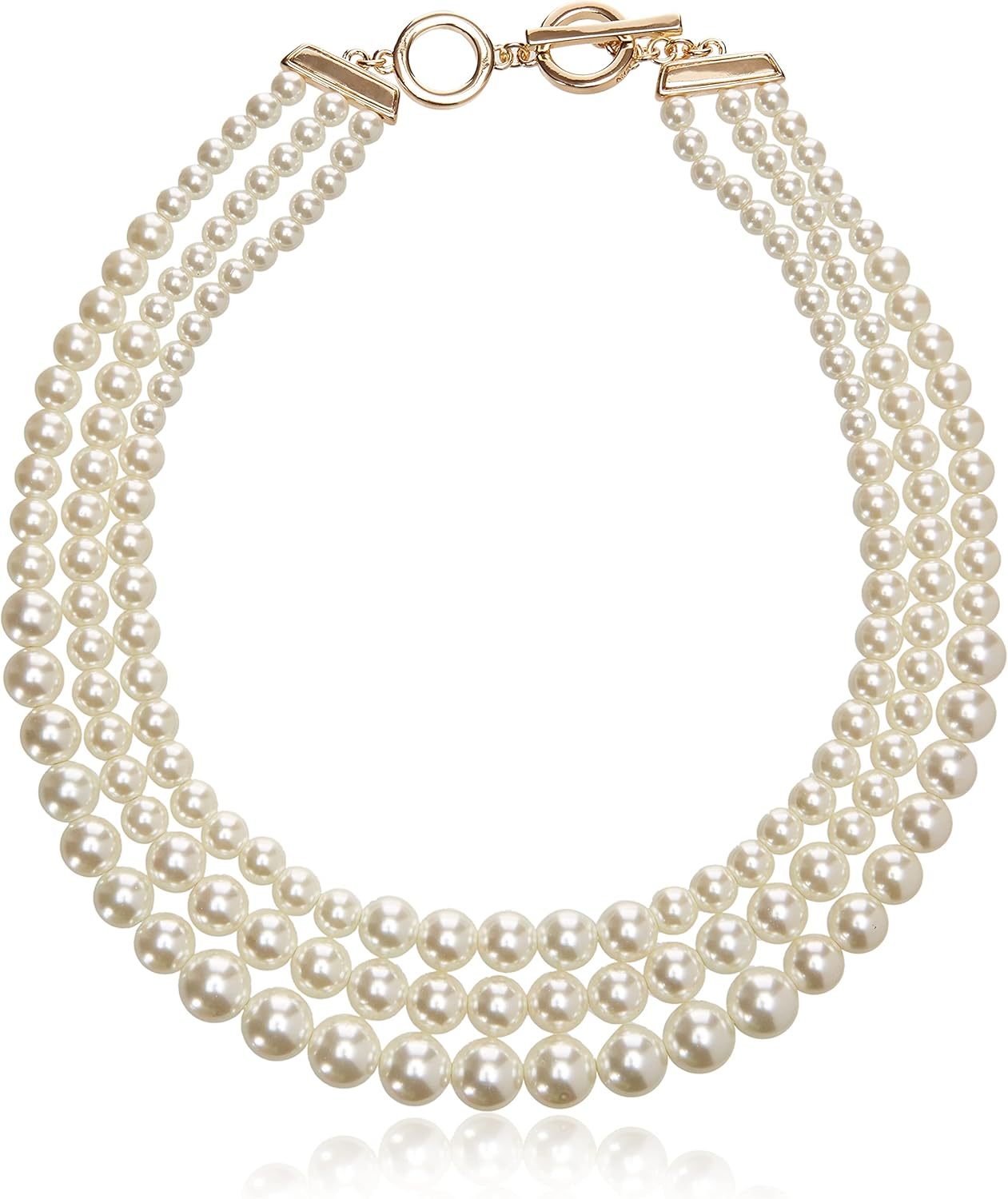Anne Klein Collar de perlas blancas en tono dorado para mujer