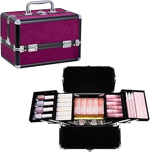 Estuche de maquillaje para tren de 17 x 17 x 25 cm, Borgoña