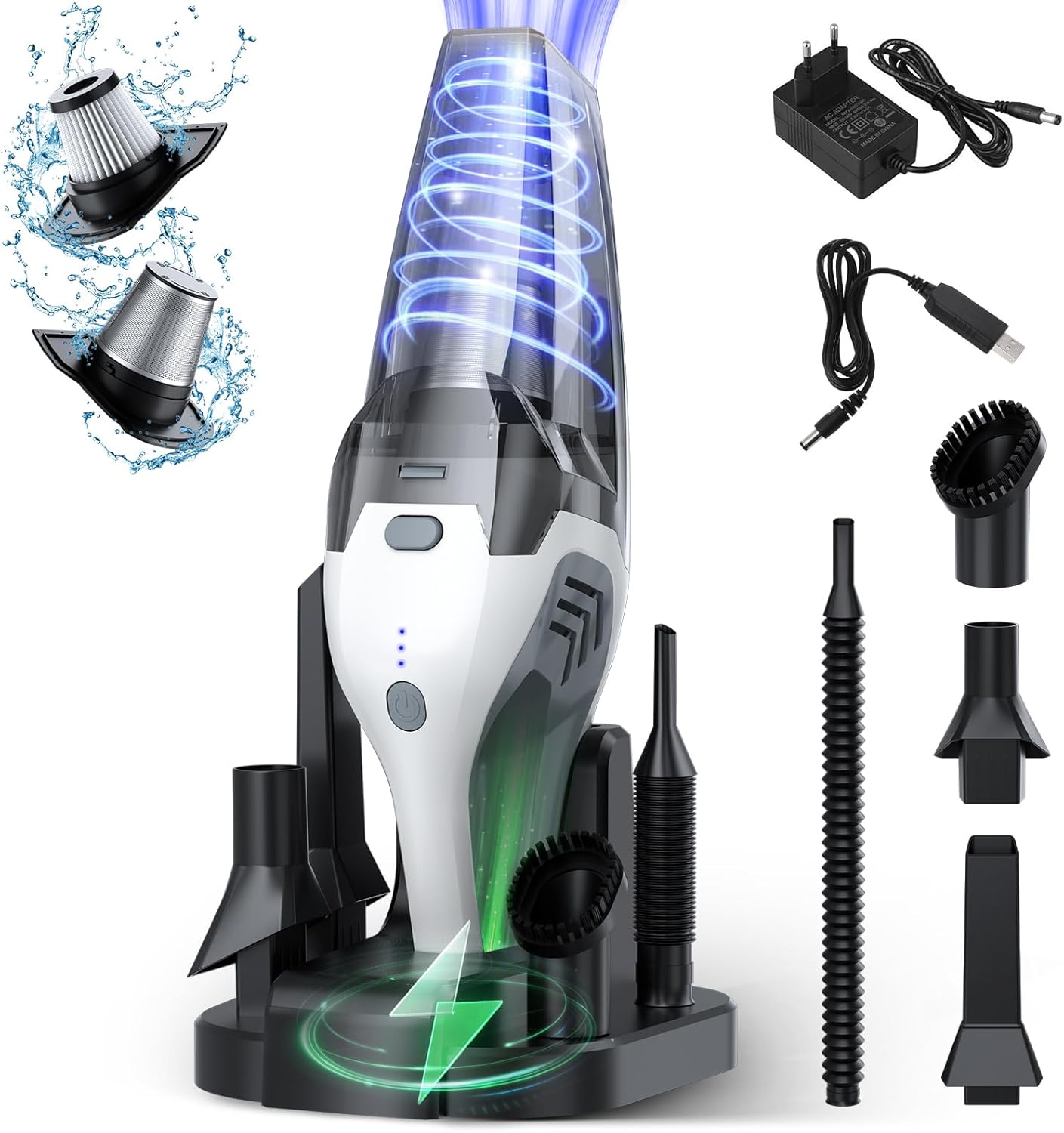 Aspiradora de Mano, 2 en 1 Base de Carga Rápida y Almacenamiento