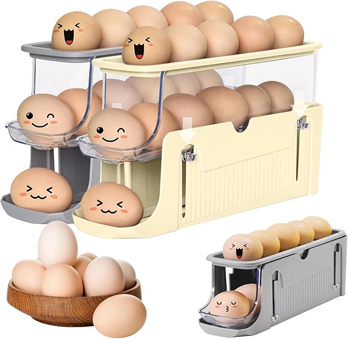 Organizador de Huevos de Altura Ajustable 3 Niveles,2 Piezas