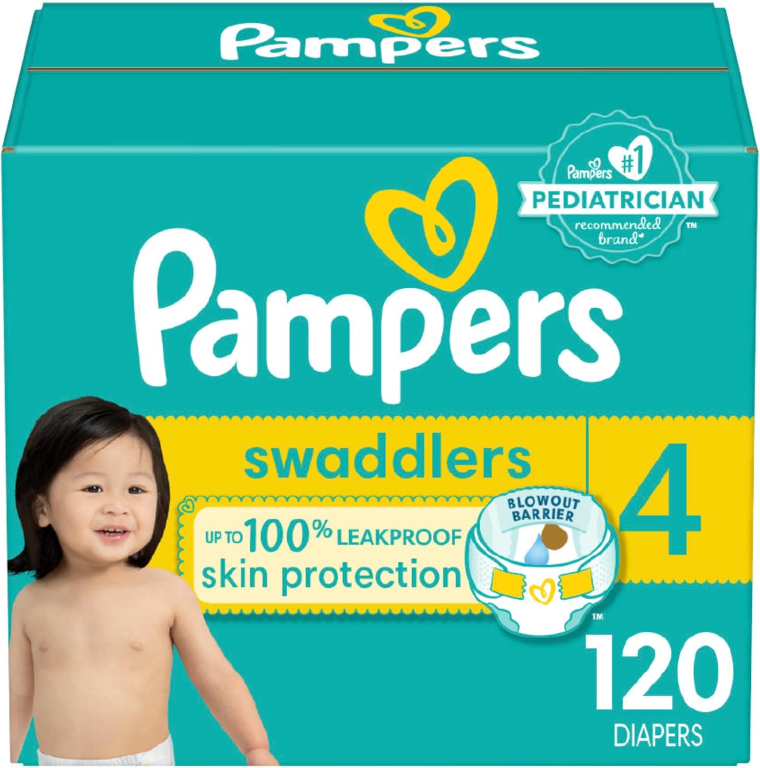 Pampers Swaddlers Pañales Etapa 4, con 120 Piezas