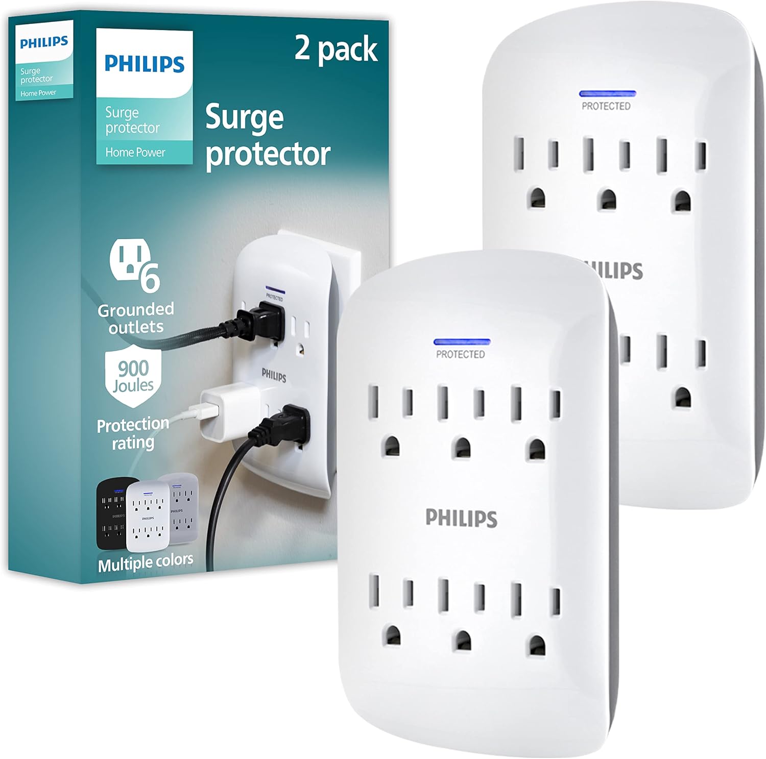 PHILIPS, Multicontacto de Pared de 6 Salidas