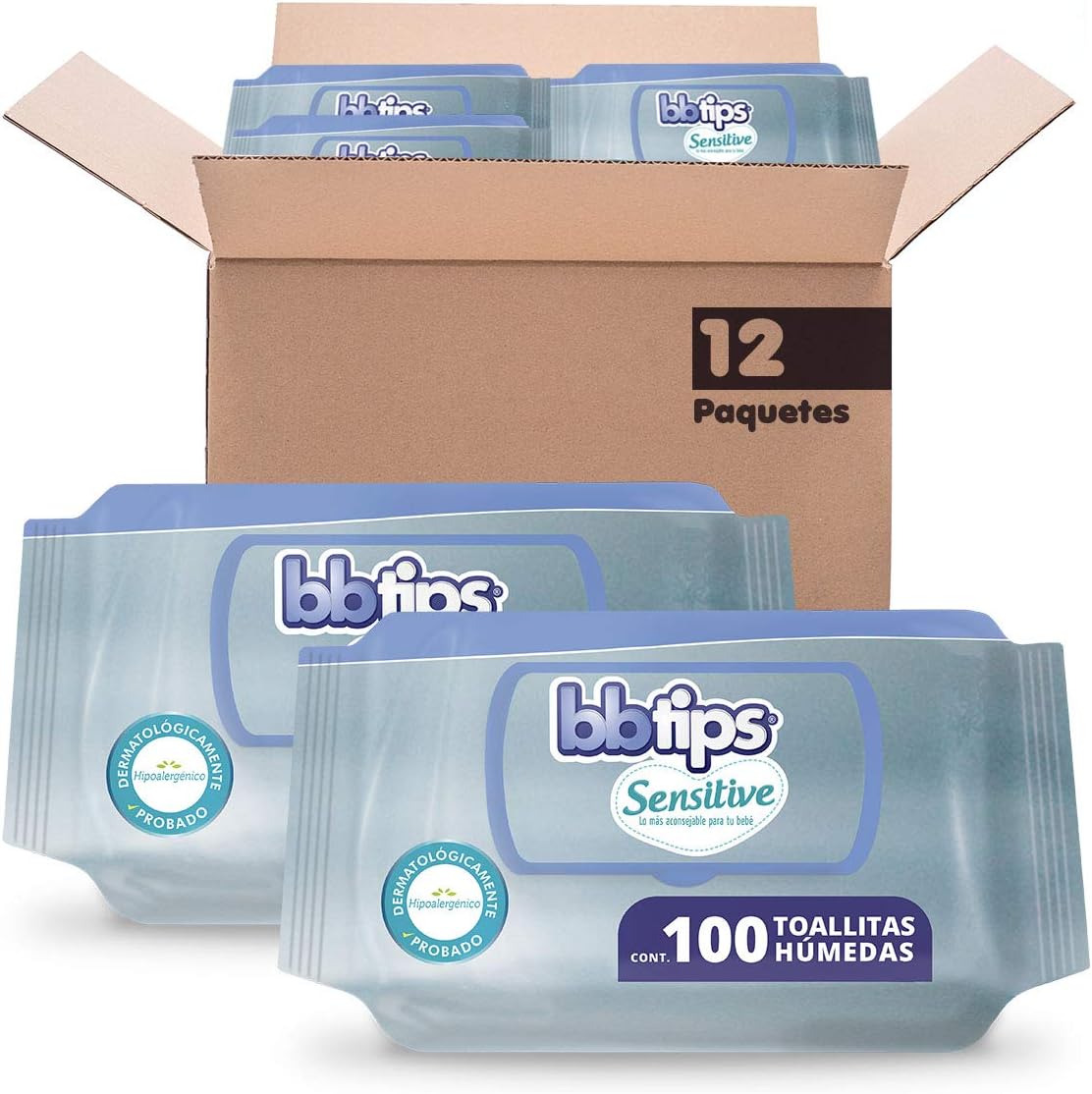 BBtips Sensitive Toallitas Húmedas, 12 de 100 piezas