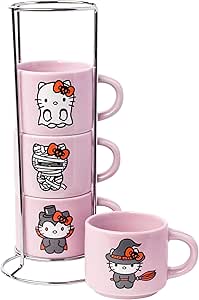 Hello Kitty Halloween Juego de 4 tazas apilables de cerámica