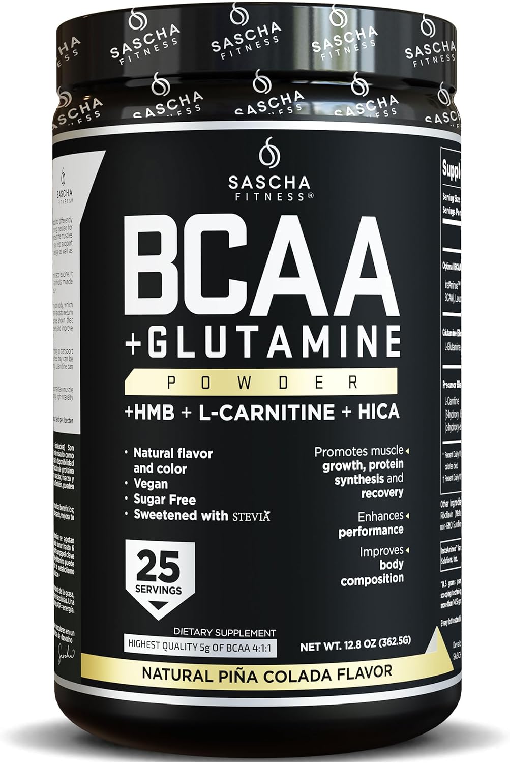 SASCHA FITNESS Suplemento Alimenticio BCAA sabor Piña Colada 350g