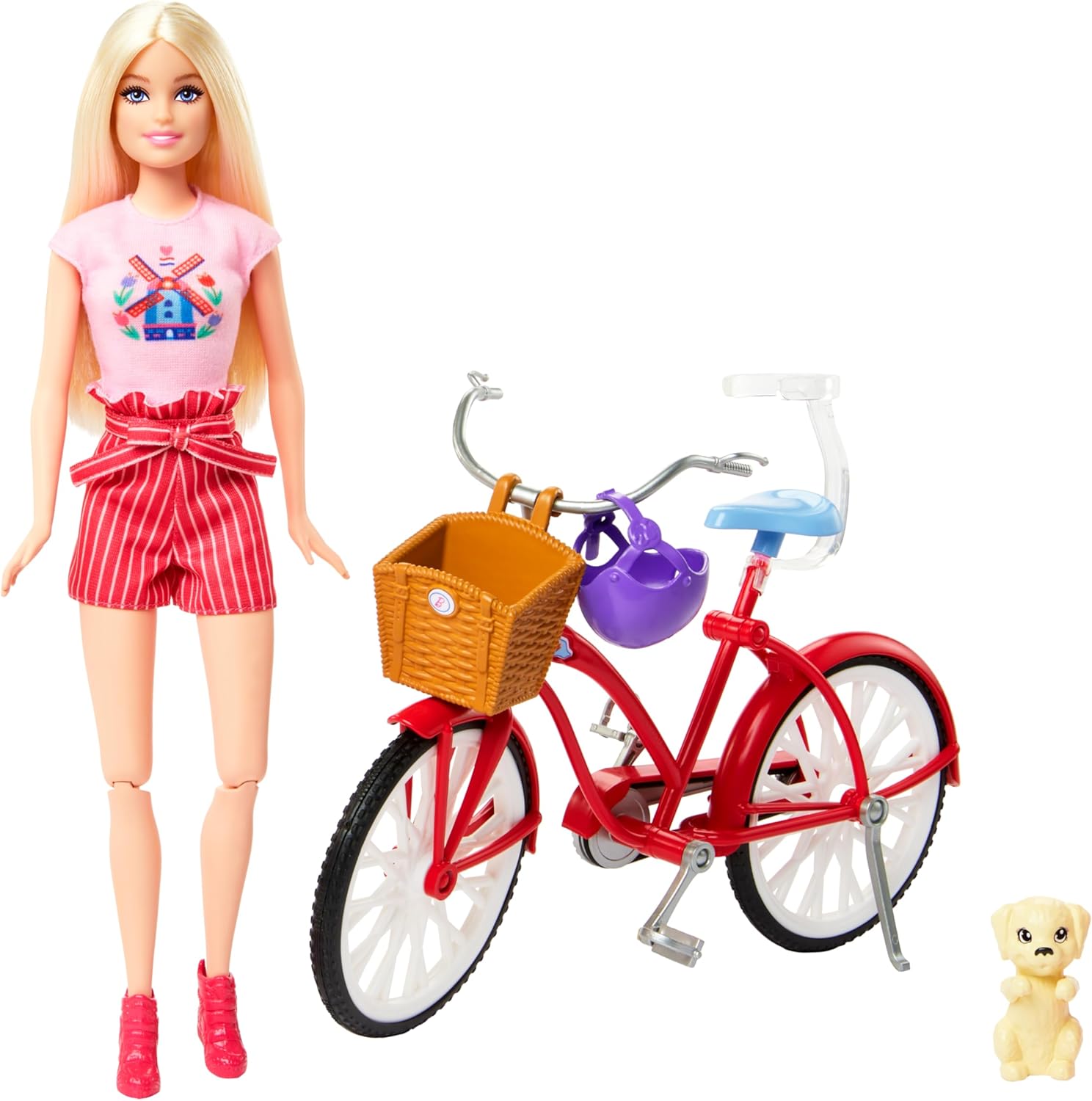 Barbie, Set de Juego Bicicleta con Muñeca y Perrito