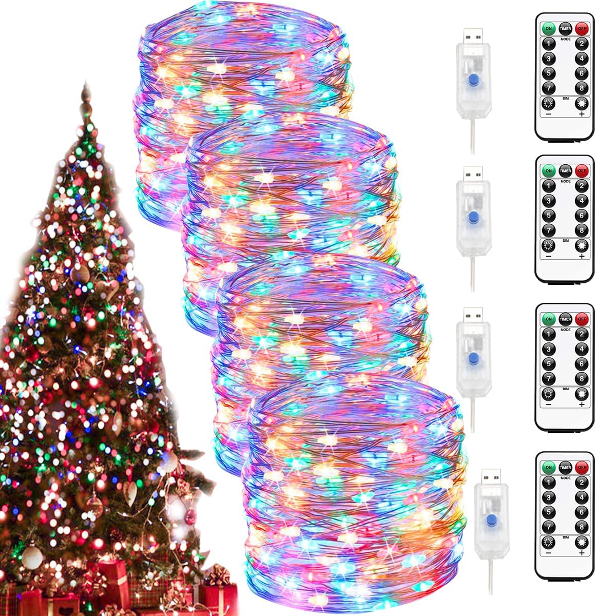 4 Piezas Guirnalda de Luces Led USB, Serie de Luces 10M
