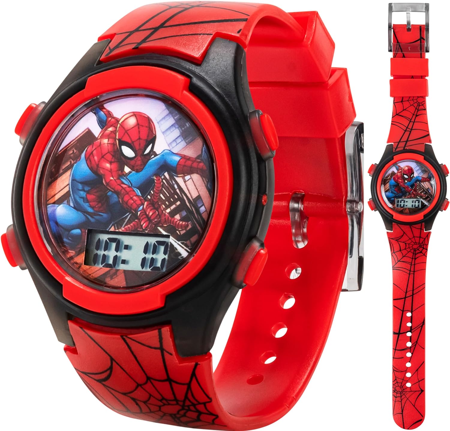 Accutime Kids Marvel Spider-Man Digital Quartz Plastic Watch for Boys & Girls with LCD Display
