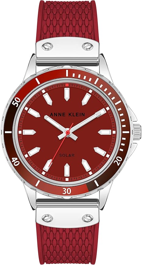 Anne Klein – Reloj con correa de hule natural para mujer
