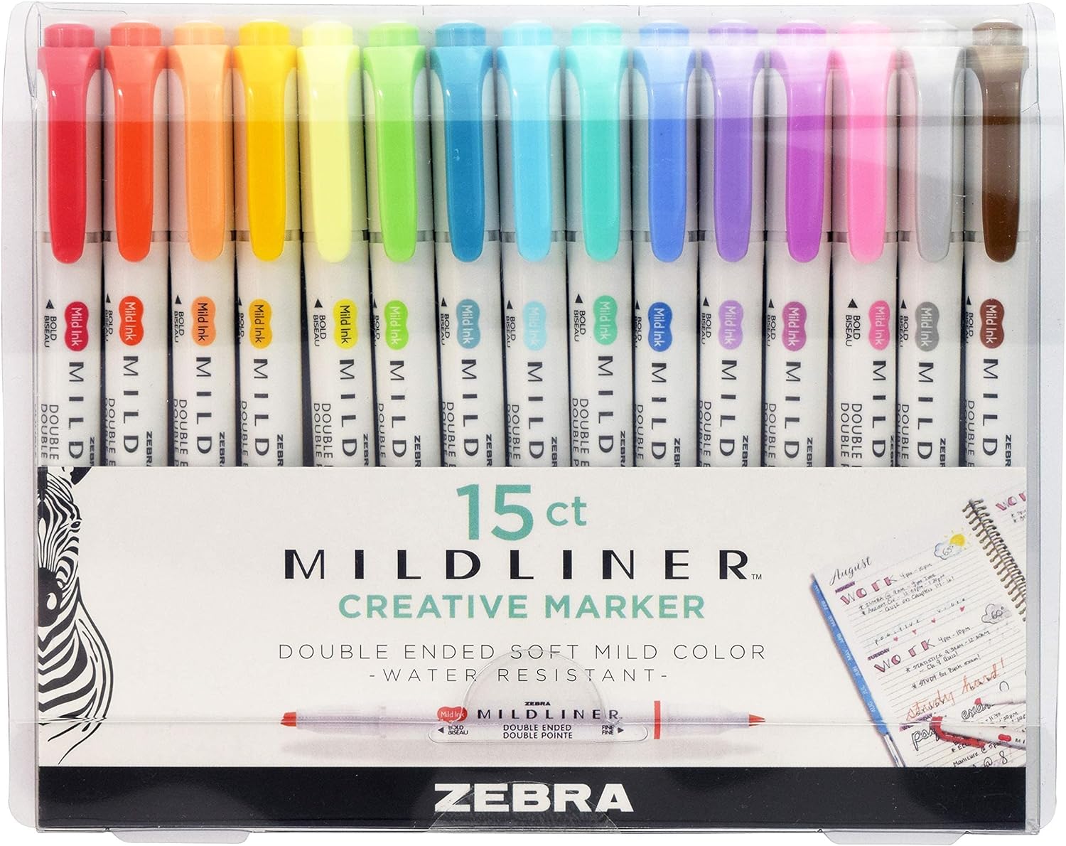 Zebra Pen, Marcatextos Mildliner, 15 Piezas