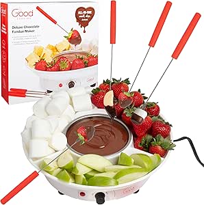 Electric Fondue Maker Deluxe Set con 4 tenedores