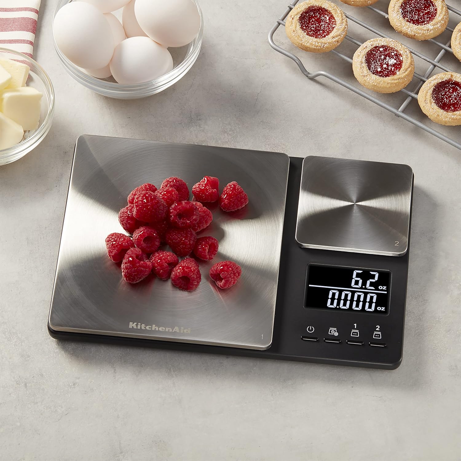 KitchenAid KQ909 Báscula digital de doble plataforma para cocina y alimentos