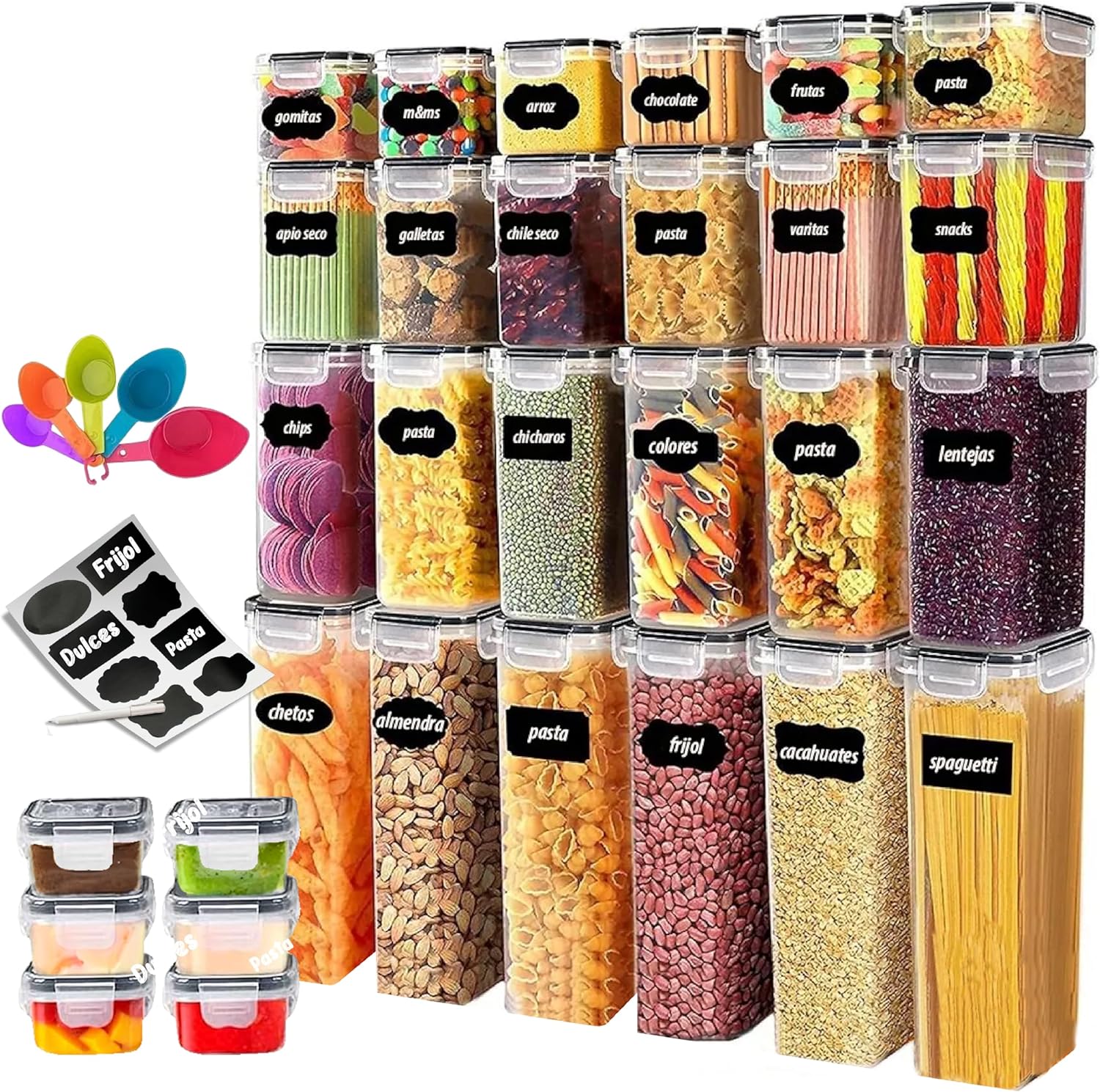 Juego de recipientes herméticos para almacenamiento de alimentos