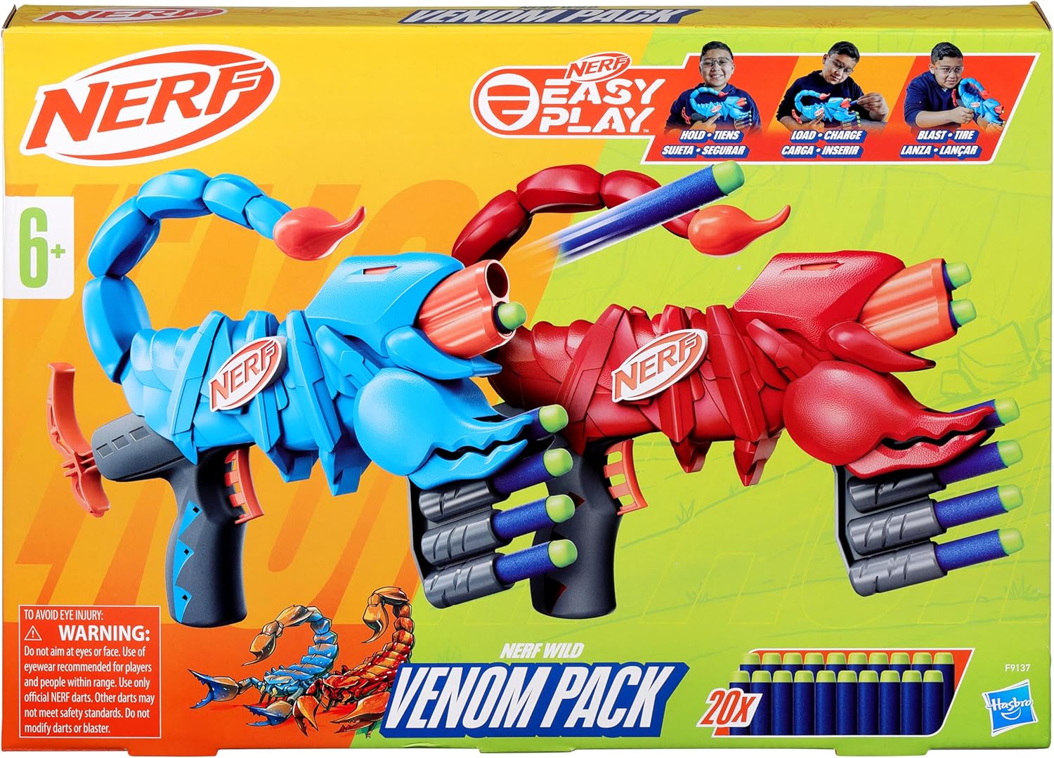 Nerf Wild Venompack – Set de 2 lanzadores Easy Play Ligeros
