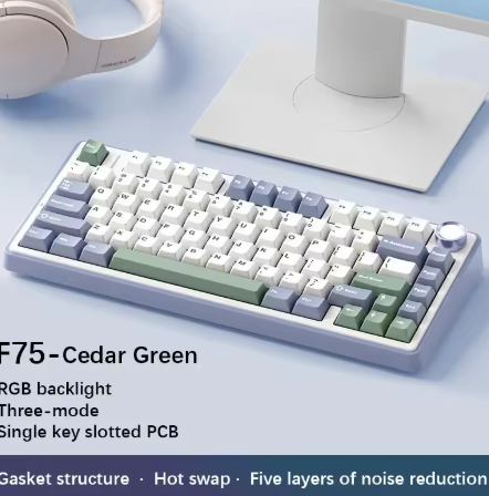 Aliexpress: AULA-Teclado mecánico F75 de 2,4G, teclado inalámbrico/Bluetooth/con cable RGB PBT 75%,