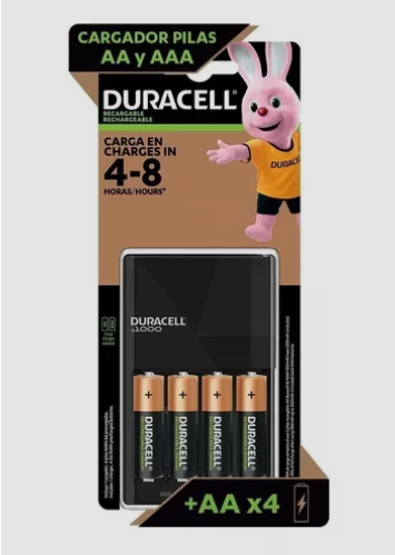 MERCADO LIBRE: Cargador Duracell + 4 pilas AA