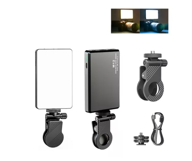 Mercado libre: M12 Luz De Vídeo Con Clip Luz De Relleno Led, 3000k-9900k