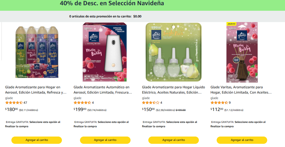 Varios Productos de Glade con el 40% de descuento al Momento de Pagar!
