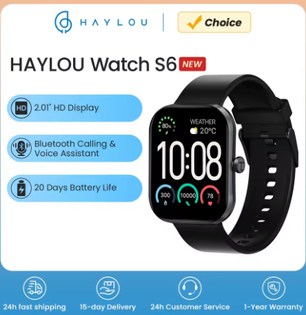 HAYLOU reloj inteligente S6, dispositivo resistente al agua IP68