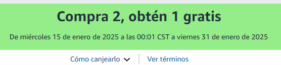 Compra 2, obtén 1 gratis