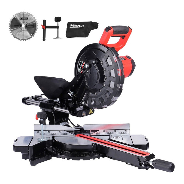 Mercado libre: Sierra De Inglete Deslizante Foreman FO255F 2000W de 10′ con laser – 110V