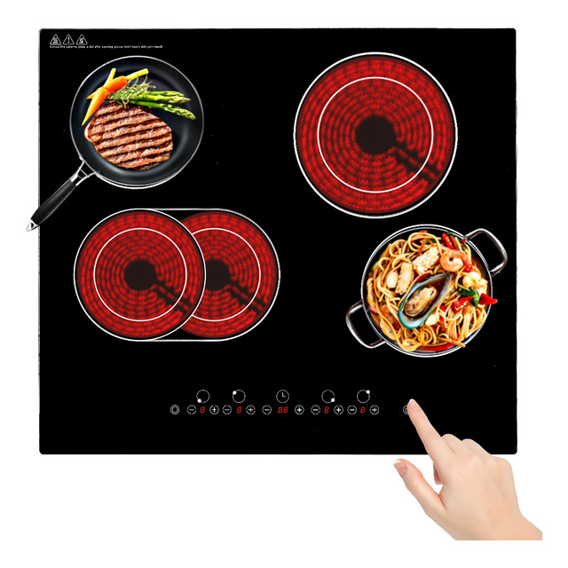 Estufa De Cerámica Eléctrica 4 Quemadores Empotrable 7600w