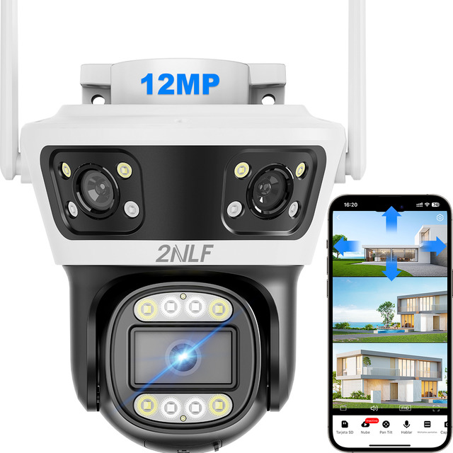 2nlf® 12mp Cámara De Seguridad Exterior 3 Lentes 3 Pantalla