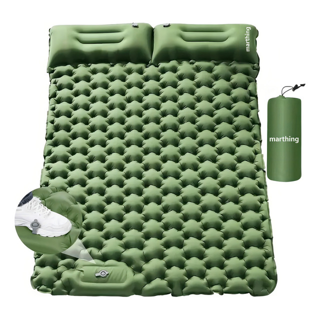 Mercado libre: Colchoneta Inflable Matrimonial Camping Mat Inflable Acampar Color Verde Militar