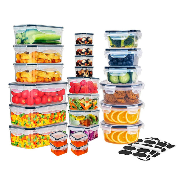 Recipientes 24 Pz Herméticos De Almacenamiento De Cocina Transparente Raganet